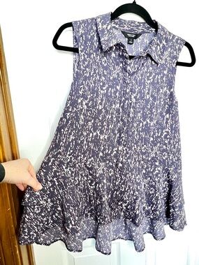 Simply Vera Vera Wang Purple Tiered Hem Tunic Blouse Small